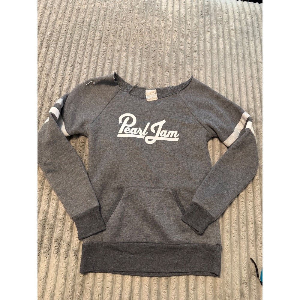 Pearl Jam Band Sweatshirt Gray Raglan Pullover Boat Neck Medium